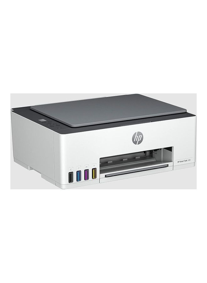 HP طابعة سمارت تانك 580 اللاسلكية الكل في واحد، 33 شريحة + شاشة LCD iCON مقاس 1.2 بوصة، سرعة طباعة 12 صفحة في الدقيقة باللون الأسود و5 صفحات في الدقيقة، دقة تصل إلى 1200 نقطة في البوصة، 10 نسخ في الدقيقة باللون الأسود و2 نسخة في الدقيقة سرعة نسخ ملونة، 1F3Y2A - Image 3