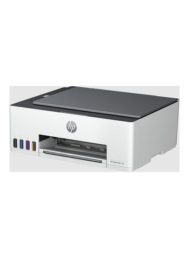 HP طابعة سمارت تانك 580 اللاسلكية الكل في واحد، 33 شريحة + شاشة LCD iCON مقاس 1.2 بوصة، سرعة طباعة 12 صفحة في الدقيقة باللون الأسود و5 صفحات في الدقيقة، دقة تصل إلى 1200 نقطة في البوصة، 10 نسخ في الدقيقة باللون الأسود و2 نسخة في الدقيقة سرعة نسخ ملونة، 1F3Y2A - Image 2