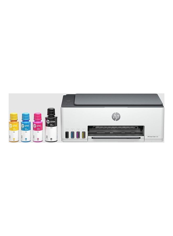 HP طابعة سمارت تانك 580 اللاسلكية الكل في واحد، 33 شريحة + شاشة LCD iCON مقاس 1.2 بوصة، سرعة طباعة 12 صفحة في الدقيقة باللون الأسود و5 صفحات في الدقيقة، دقة تصل إلى 1200 نقطة في البوصة، 10 نسخ في الدقيقة باللون الأسود و2 نسخة في الدقيقة سرعة نسخ ملونة، 1F3Y2A - Image 5