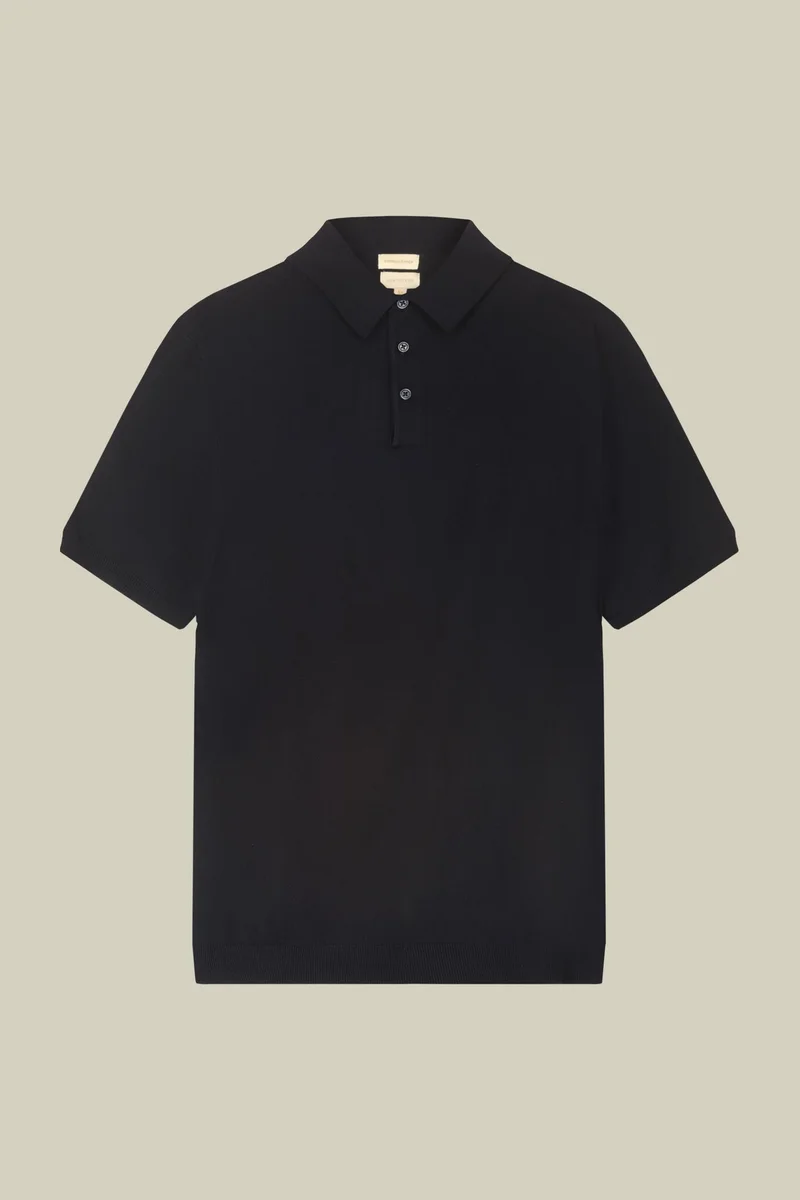 Men's regular fit 100% cotton knitted polo shirt - Blue Navy