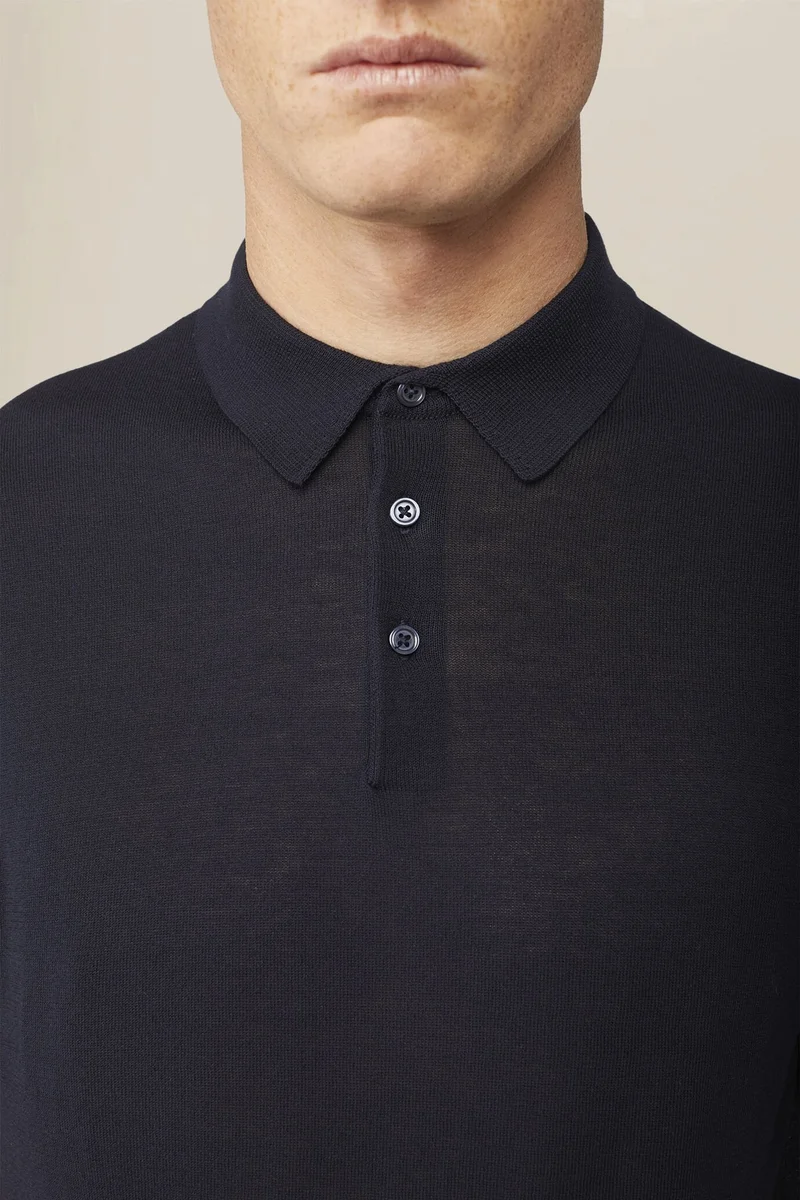 Doppelganger Blue Men's regular fit 100% cotton knitted polo shirt - Blue Navy for Men | Best Price UAE