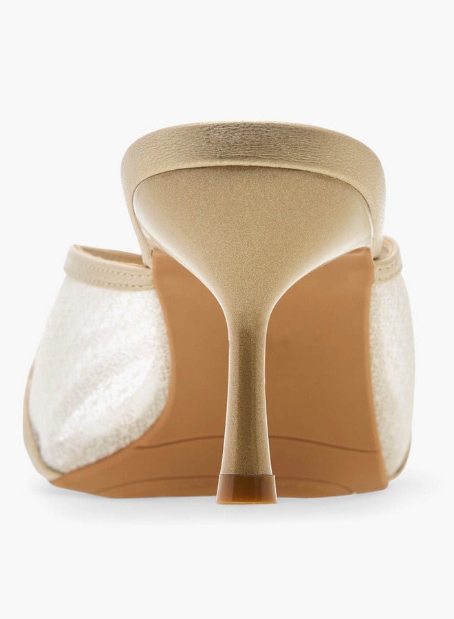 Flora Bella By Shoexpress Embellished Slip-On Sandals with Flared Heel  - Image 5
