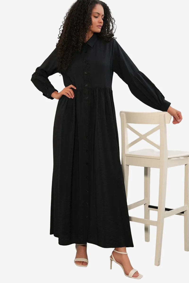 Big Dart Black BDART Loose-fit Maxi Shirt Dress for Women | Best Price UAE