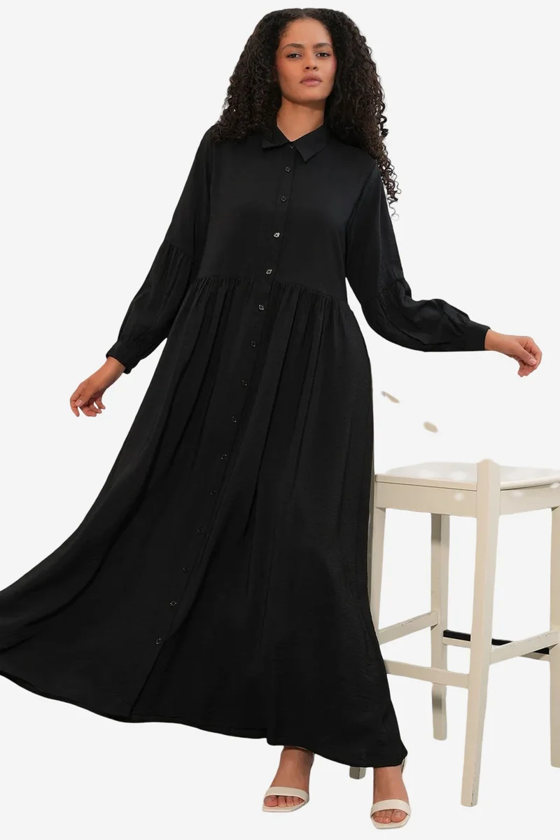 Big Dart Black BDART Loose-fit Maxi Shirt Dress for Women | Best Price UAE