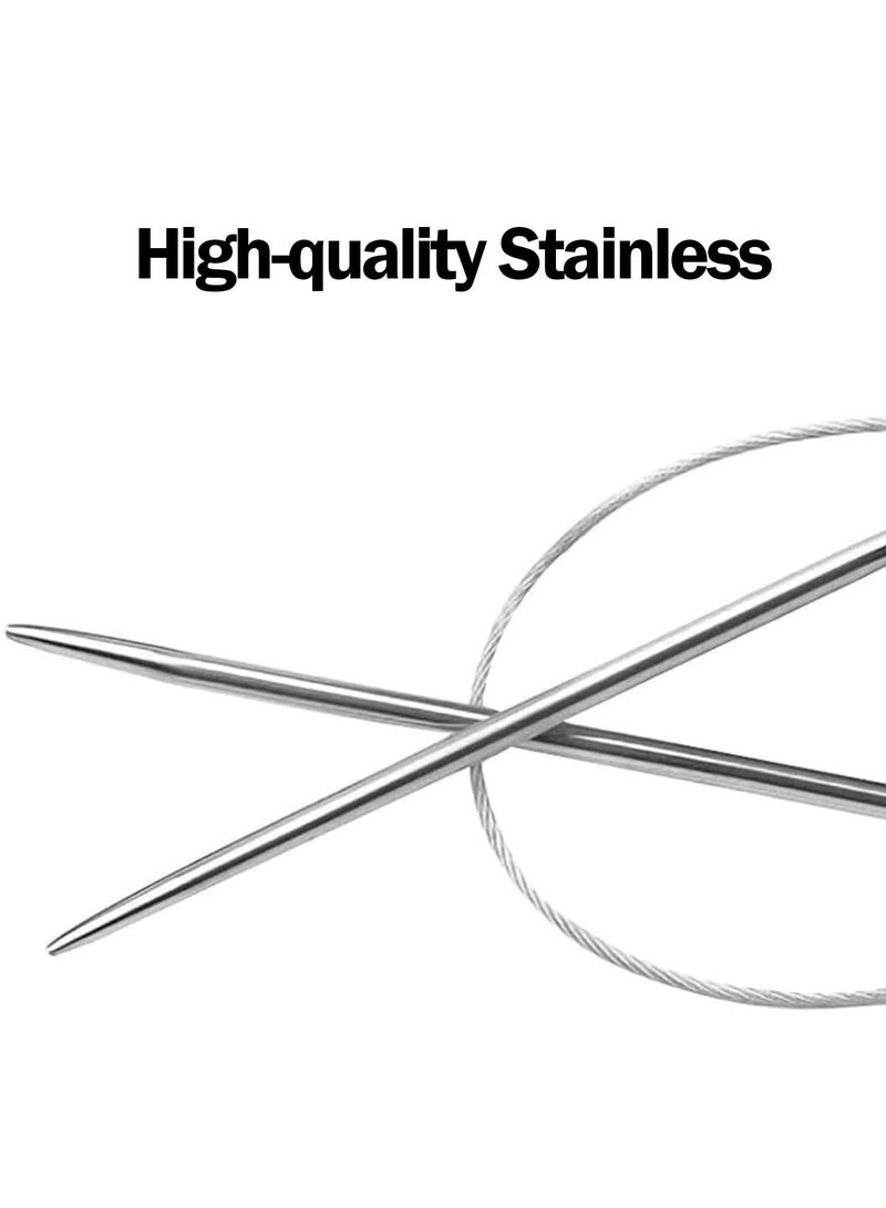 SYOSI Circular Knitting Needles Set, 43cm Stainless Steel Knitting Needles Size 1.5/1.75/2.0/2.25/2.5/3/3.5/4/4.5/4.7/5 mm for Any Weave DIY Lover or Beginner  - Image 2