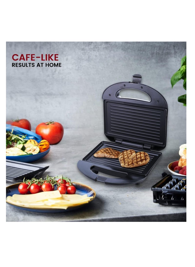 Generic - Electric Sandwich Maker With Grill Plate, Small Size, Stainless Steel, Easy Clean With Non-Stick & Removable Plates - Image 1