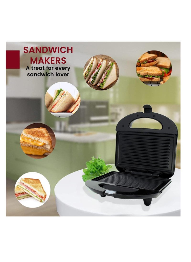 Generic - Electric Sandwich Maker With Grill Plate, Small Size, Stainless Steel, Easy Clean With Non-Stick & Removable Plates - Image 1
