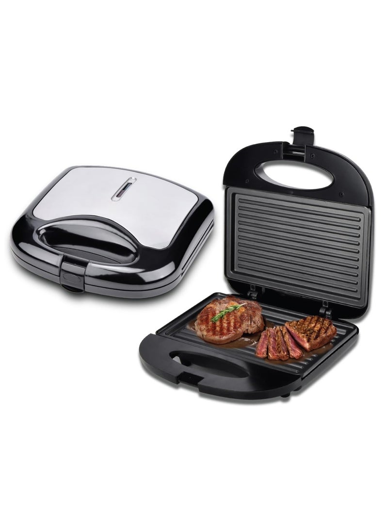 Generic - Electric Sandwich Maker With Grill Plate, Small Size, Stainless Steel, Easy Clean With Non-Stick & Removable Plates - Image 1