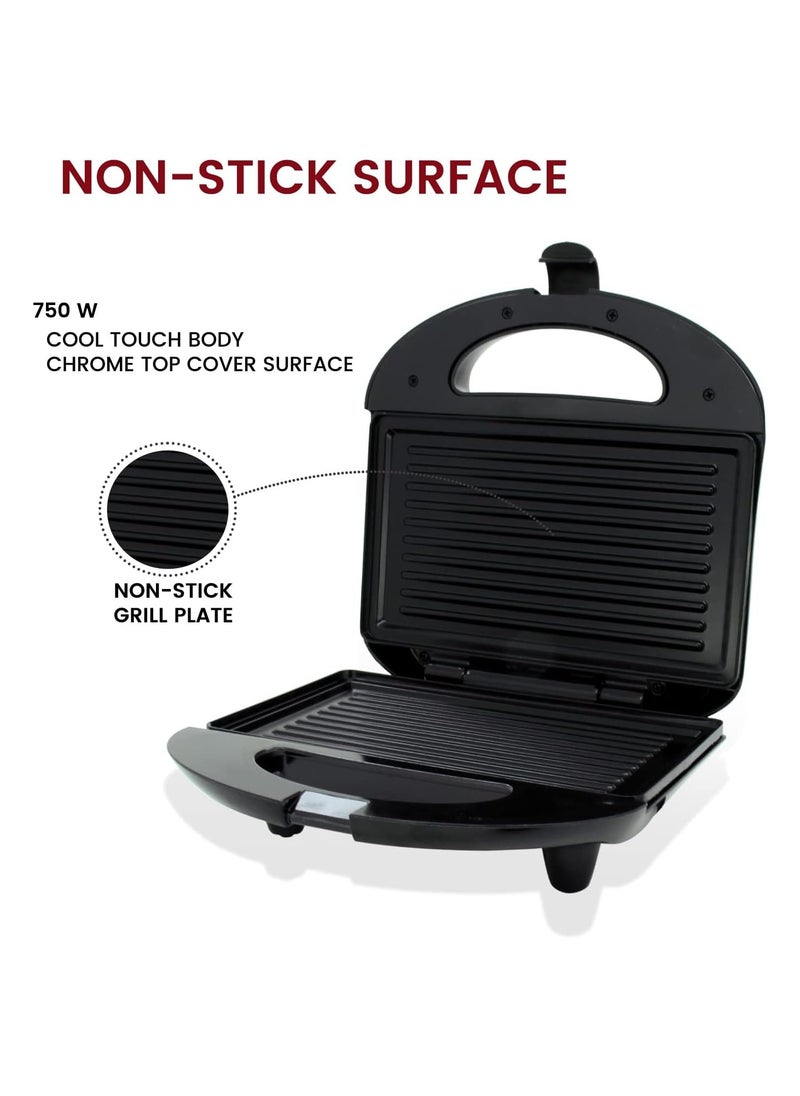 Generic - Electric Sandwich Maker With Grill Plate, Small Size, Stainless Steel, Easy Clean With Non-Stick & Removable Plates - Image 1