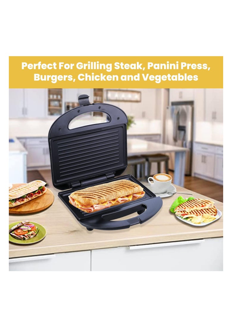 Generic - Electric Sandwich Maker With Grill Plate, Small Size, Stainless Steel, Easy Clean With Non-Stick & Removable Plates - Image 1