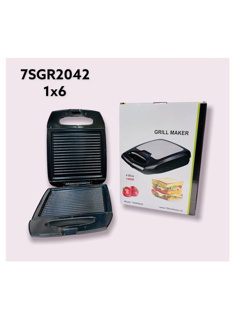 Generic - Electric Sandwich Maker With Grill Plate, Small Size, Stainless Steel, Easy Clean With Non-Stick & Removable Plates - Image 1