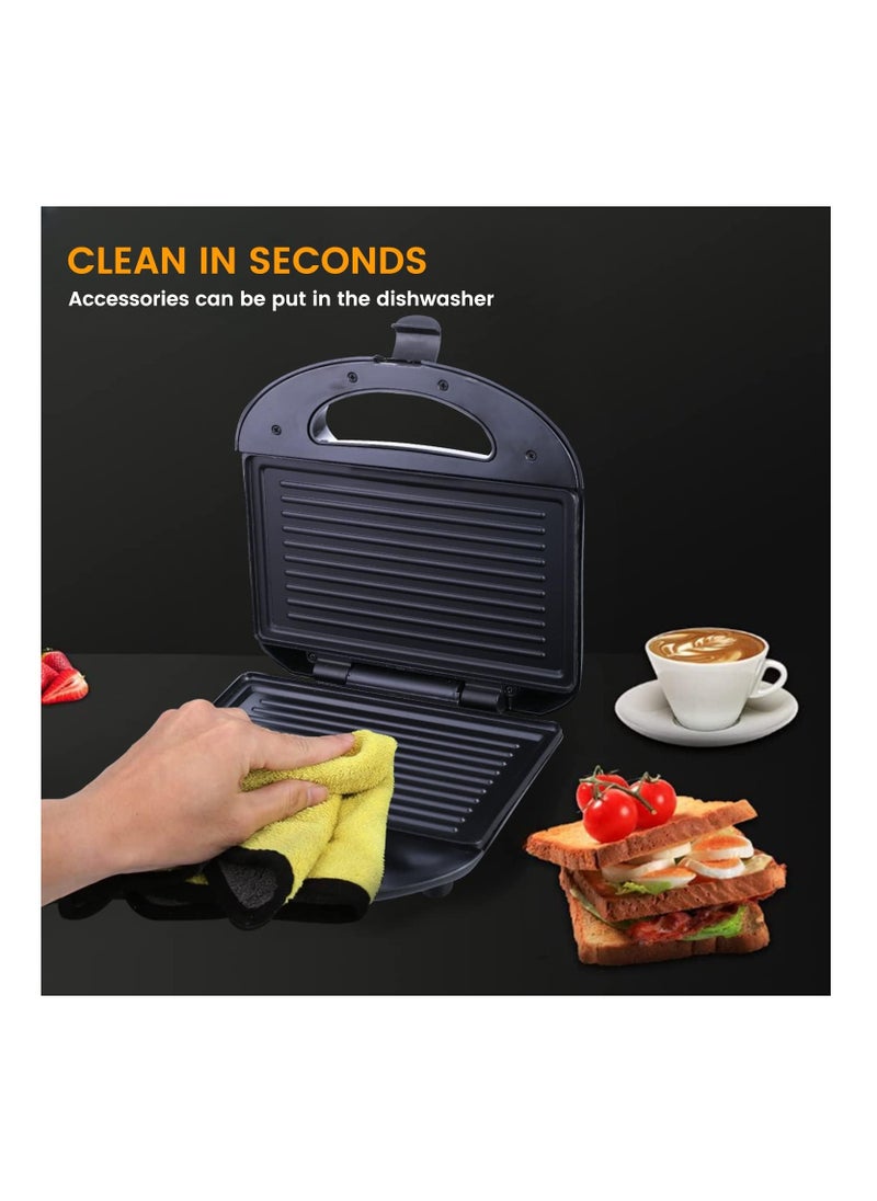 Generic - Electric Sandwich Maker With Grill Plate, Small Size, Stainless Steel, Easy Clean With Non-Stick & Removable Plates - Image 1