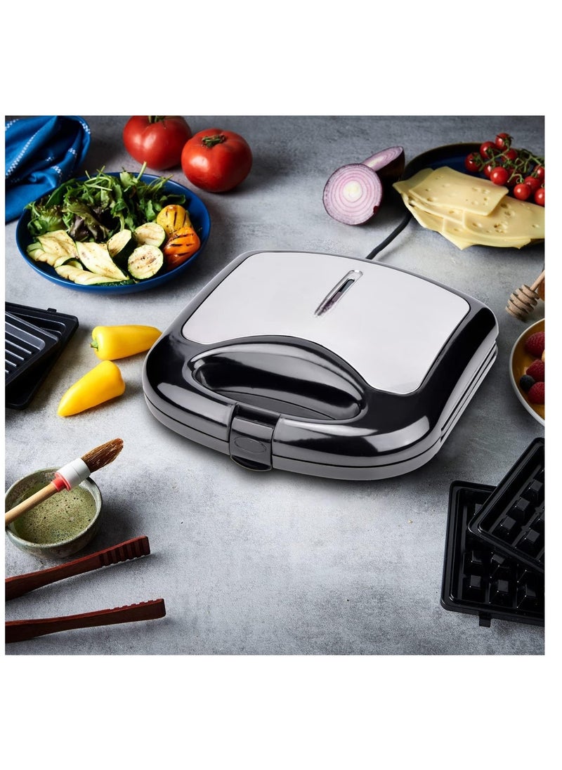 Generic - Electric Sandwich Maker With Grill Plate, Small Size, Stainless Steel, Easy Clean With Non-Stick & Removable Plates - Image 1