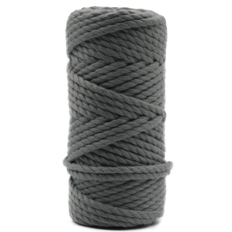 Bobbiny 3 Ply Twisted Macrame Cotton Cord Dori Roll Packaging Thread for Macrame DIY and Other Projects Grey 4mm10 Meter - Image 4