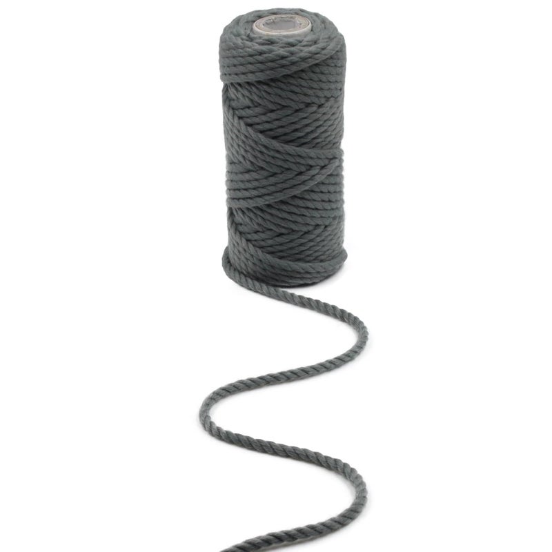 Bobbiny 3 Ply Twisted Macrame Cotton Cord Dori Roll Packaging Thread for Macrame DIY and Other Projects Grey 4mm10 Meter - Image 3