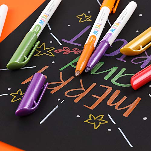 Sunshilor Metallic Markers Medium Point Metallic Marker Pens for Black Paper, Rock Painting, Easter Egg, Halloween Pumpkin, Card Making, Signature, Craft, Set of 12 - Image 4