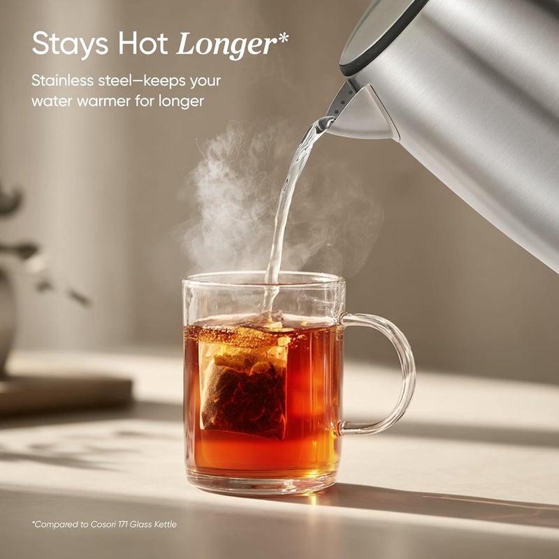 COSORI Electric Kettle 1.7L 3000W, Plastic-free Interior, Lids Open at 2 Angles, Easy to Clean, Automatic Shut Off & Boil-Dry Protection, Stainless Steel Tea Kettle, Hot Water Boiler & Heater, S152 - Image 5