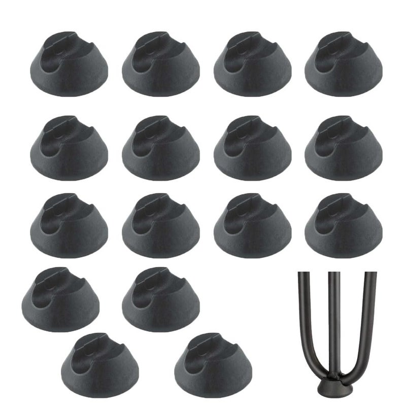 UtySty 16 Pack Hairpin Legs Protector Feet Pad Foot Grip 10mm 38 NonSlip Caps for Floor Protection Furniture Metal Coffee Table Leg Chair Desk Hair Pin 3 Rod Stand Stool Display Project Nightstand