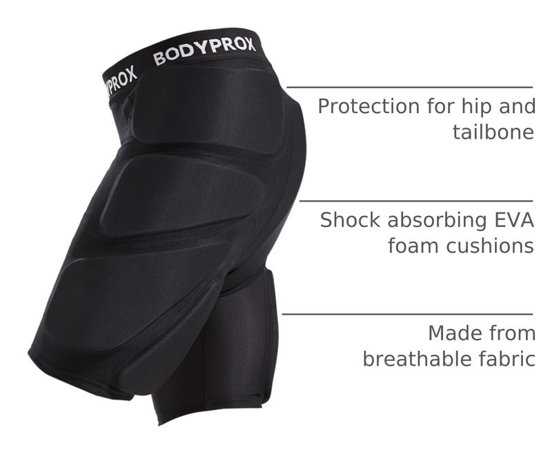 Bodyprox Protective Padded Shorts for Snowboard,Skate and Ski,3D Protection for Hip,Butt and Tailbone (Large) Black - Image 4