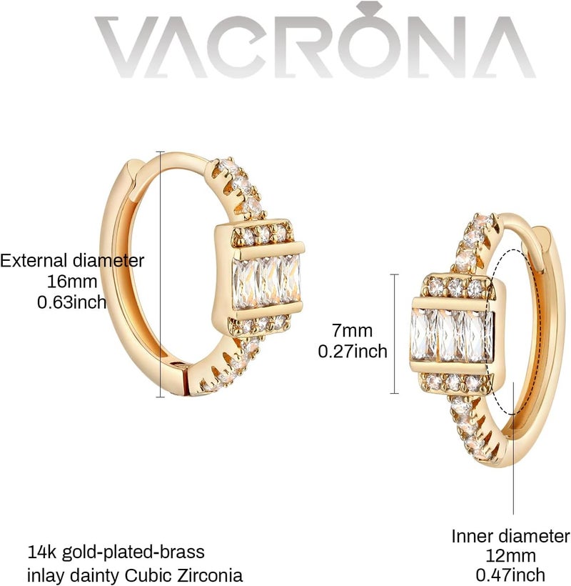 VACRONA Cubic Zirconia Huggie Earrings 14k Gold Plated Tiny Earrings Small Huggie Hoop Earrings Simple Lightweight Hoops Gift for Women - Image 4
