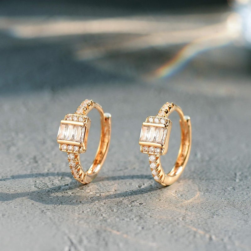 VACRONA Cubic Zirconia Huggie Earrings 14k Gold Plated Tiny Earrings Small Huggie Hoop Earrings Simple Lightweight Hoops Gift for Women - Image 5