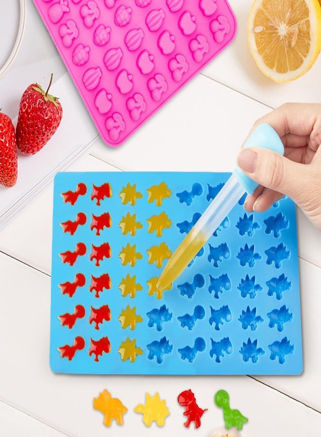 Apiocmy 3Pcs Gummy Candy Molds for Kids - Silicone Mini Gummy Bear/Dinosaur/Fruit Snack Molds with 2Pcs Dropper,Non-stick and Bpa Free for Candy Chocolate Gummies Baking - Image 3