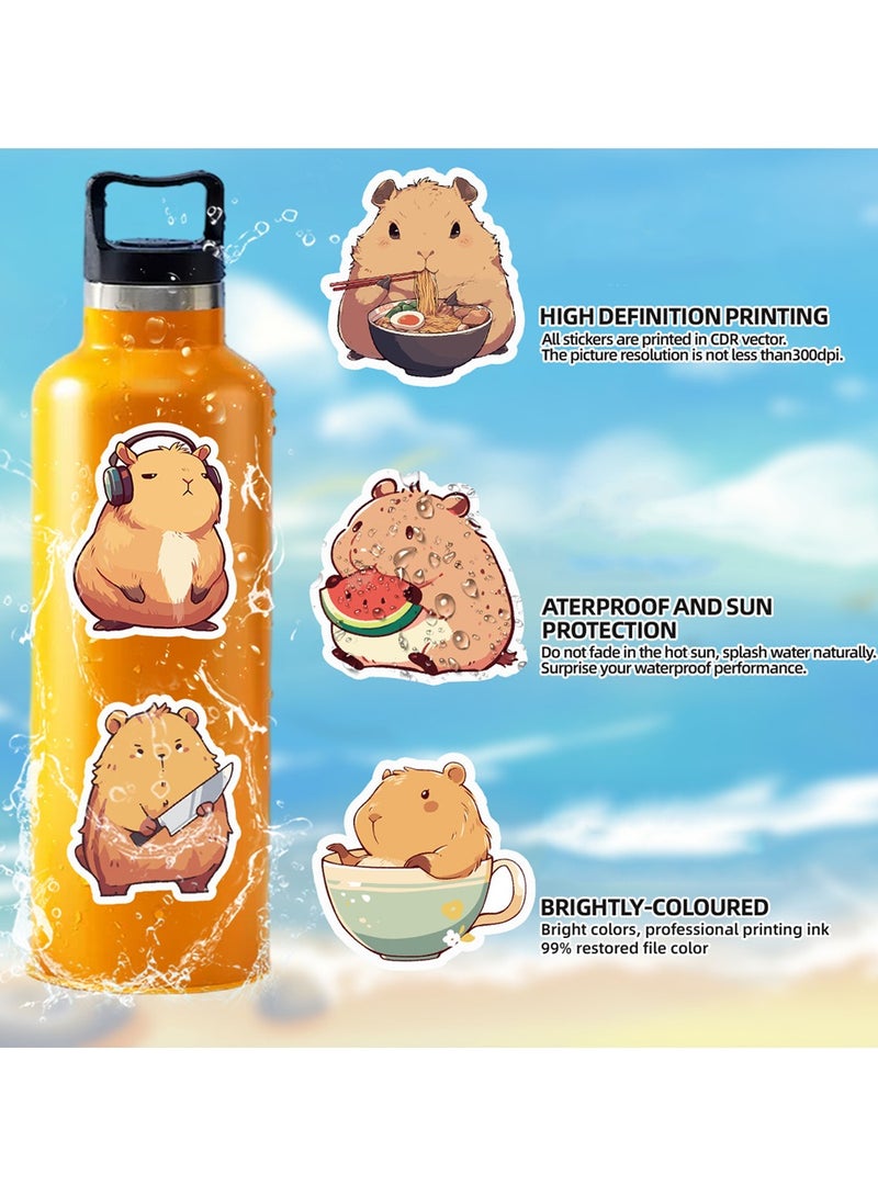 50-Piece Cute Pufferfish Capybara Stickers Waterproof Animal Vinyl Stickers for Laptop - Image 4