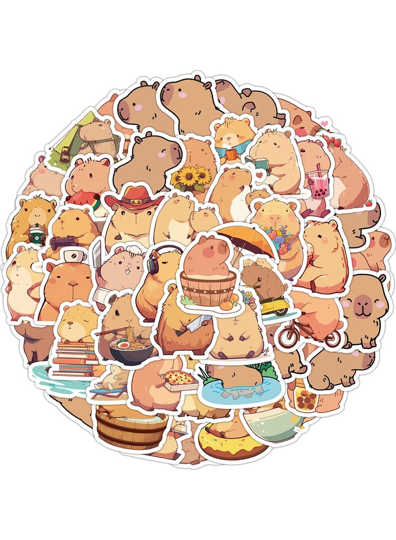 50-Piece Cute Pufferfish Capybara Stickers Waterproof Animal Vinyl Stickers for Laptop - Image 1