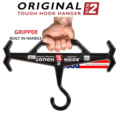 Tough Hook Original Multipurpose Heavy Duty Hanger, USA Made, Anti-Slip, 200 lb Capacity, Ideal for Tactical Gear, Body Armor, Scuba, Fitness Vests, 1 Black Plastic Piece - Image 3