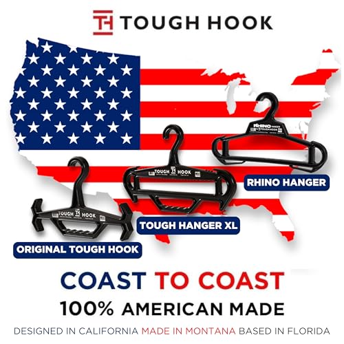 Tough Hook Original Multipurpose Heavy Duty Hanger, USA Made, Anti-Slip, 200 lb Capacity, Ideal for Tactical Gear, Body Armor, Scuba, Fitness Vests, 1 Black Plastic Piece - Image 2