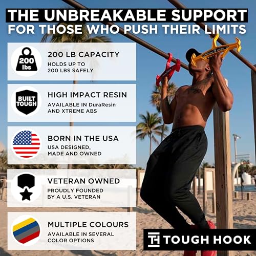 Tough Hook Original Multipurpose Heavy Duty Hanger, USA Made, Anti-Slip, 200 lb Capacity, Ideal for Tactical Gear, Body Armor, Scuba, Fitness Vests, 1 Black Plastic Piece - Image 4