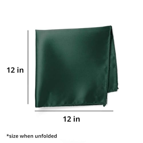 tiemart Solid Color Hunter Green Pocket Squares for Men for Suits and Perfect for Wedding Parties Measures 12 x 12 inch / 30 x 30 cm - Image 4