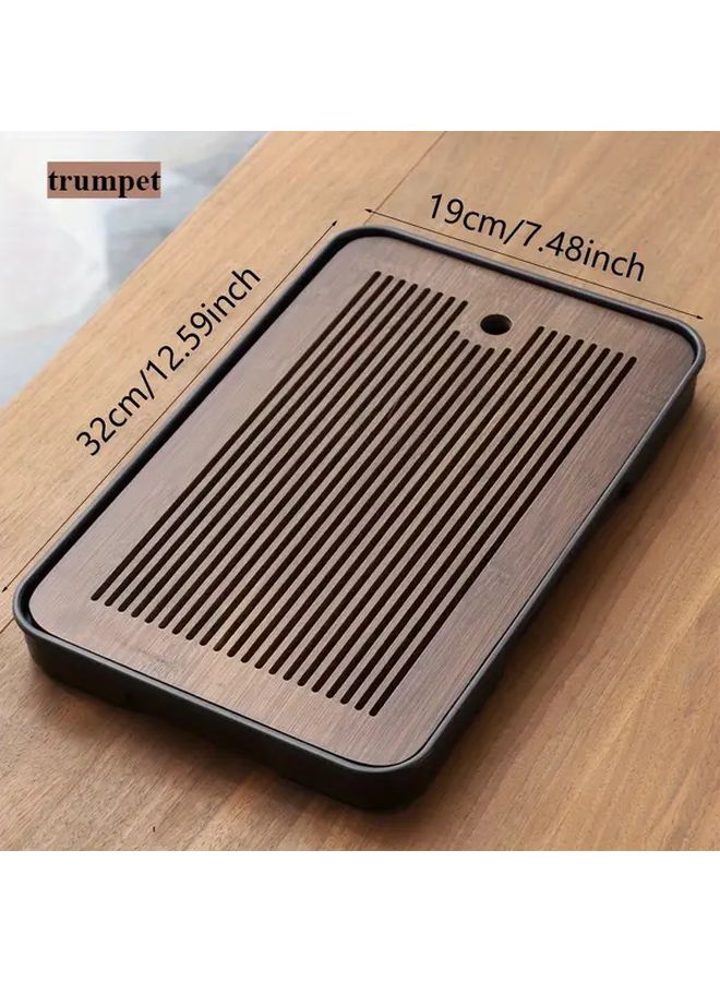 Medium Sized Elegant Bamboo Tea Tray With Drainage For Home Office - Image 4