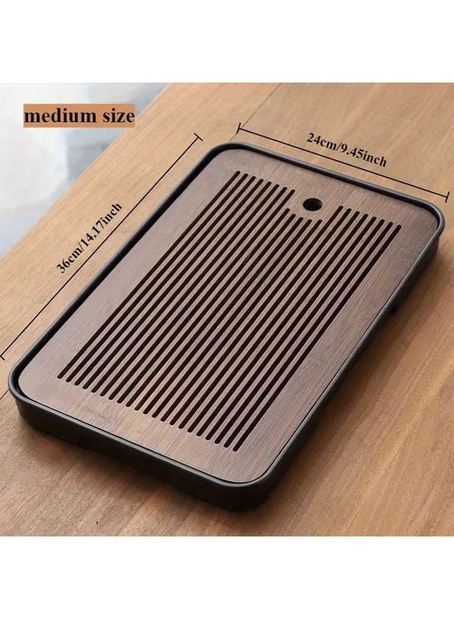 Medium Sized Elegant Bamboo Tea Tray With Drainage For Home Office - Image 5
