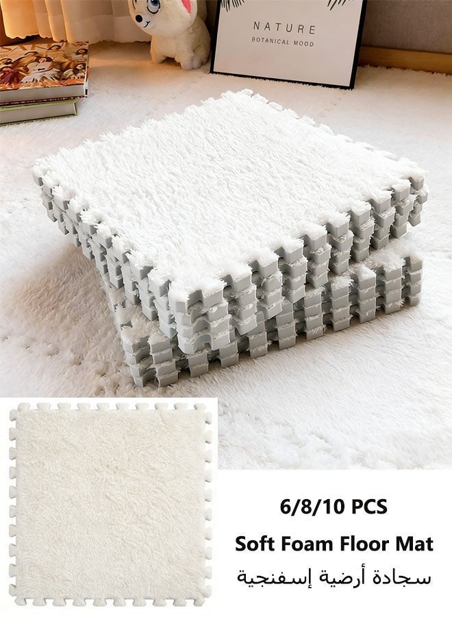 Foam Floor Mat,Kids Rug,Foam Mats,Plush Foam Floor Mat Square Interlocking Carpet Tiles with Border Fluffy Play Mat Floor Tiles Soft Climbing Area Rugs,Exercise Play Mat for Children Kids Room Home Parlor Bedroom (off white) - Image 3