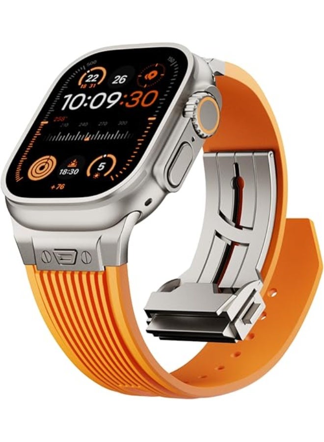 LIXES Watch Band for Apple Watch Ultra 2 Band 49mm 45mm 44mm 42mm, Men Luxury Rugged Silicone Rubber - Image 1