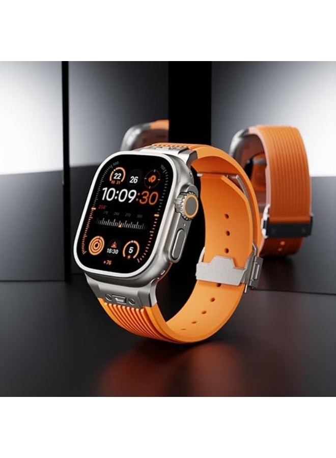 LIXES Watch Band for Apple Watch Ultra 2 Band 49mm 45mm 44mm 42mm, Men Luxury Rugged Silicone Rubber - Image 2