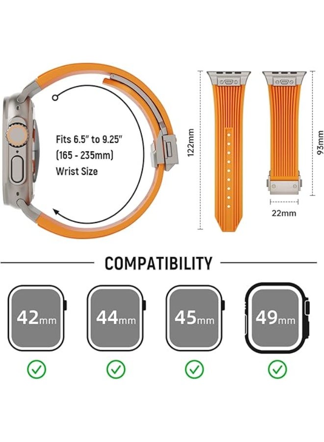 LIXES Watch Band for Apple Watch Ultra 2 Band 49mm 45mm 44mm 42mm, Men Luxury Rugged Silicone Rubber - Image 4