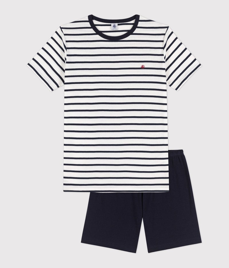 Petit Bateau Unisex Rib Knit Short Pyjamas with Sailor Stripes - Image 1
