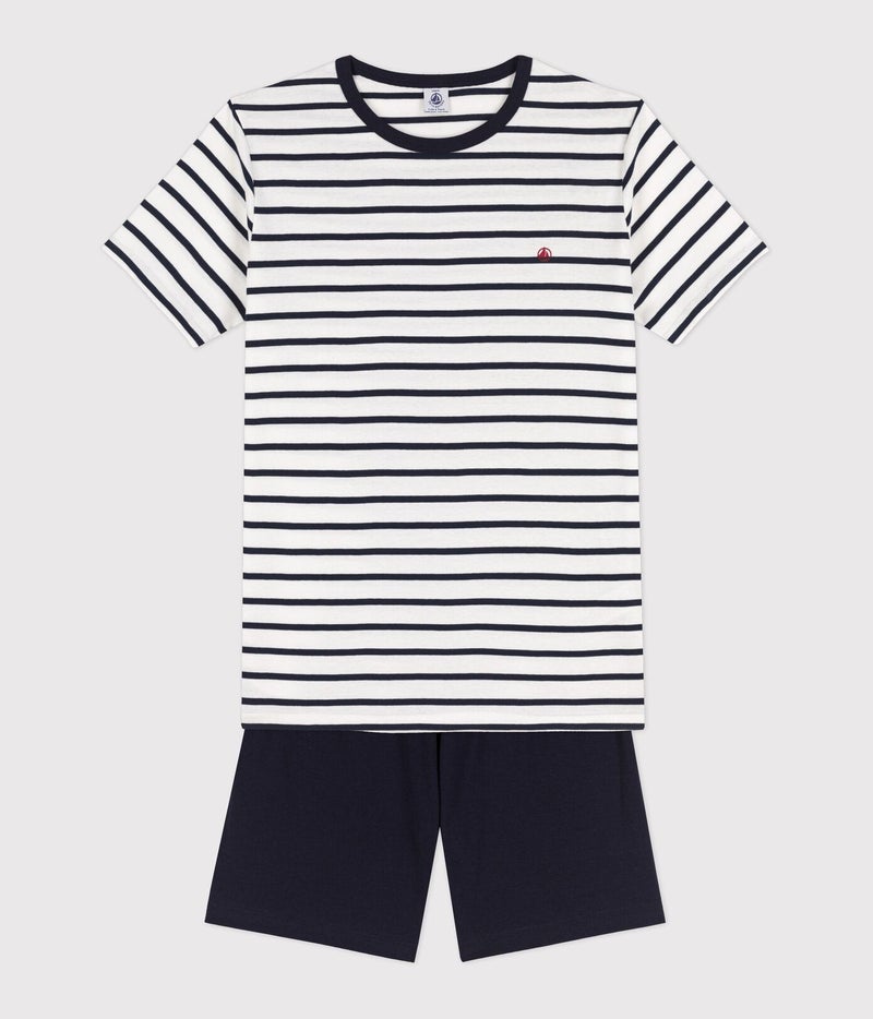 Petit Bateau Unisex Rib Knit Short Pyjamas with Sailor Stripes - Image 2