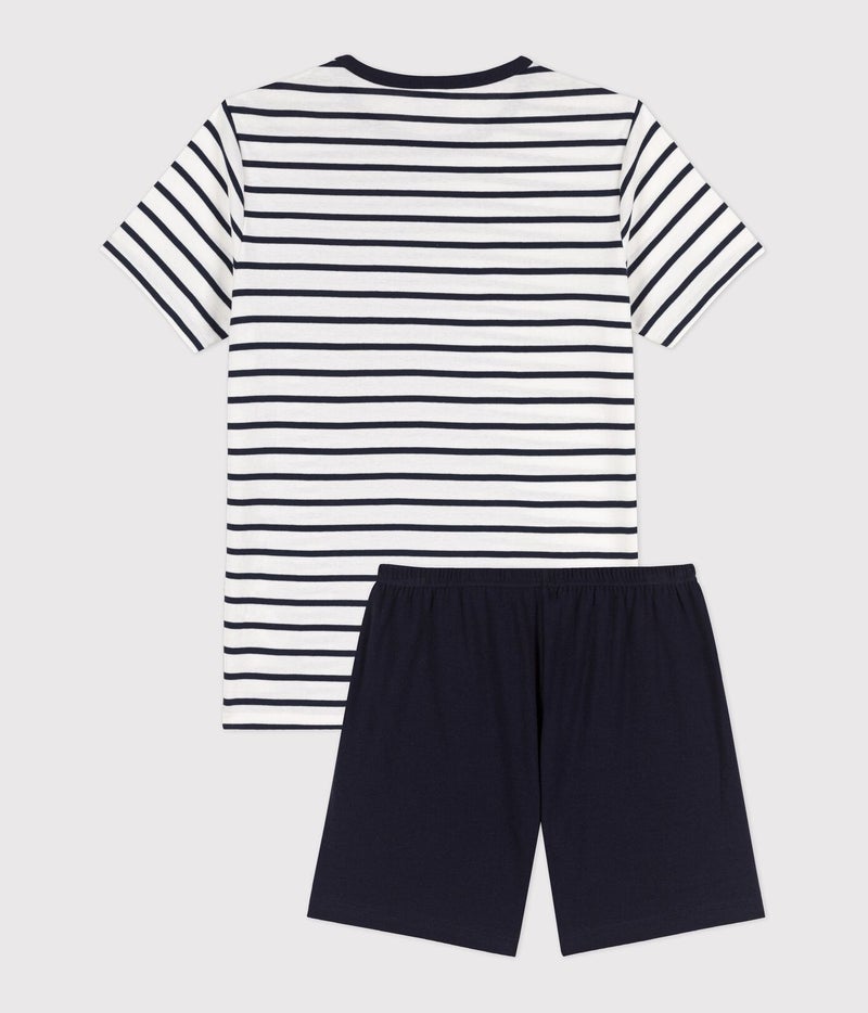 Petit Bateau Unisex Rib Knit Short Pyjamas with Sailor Stripes - Image 4