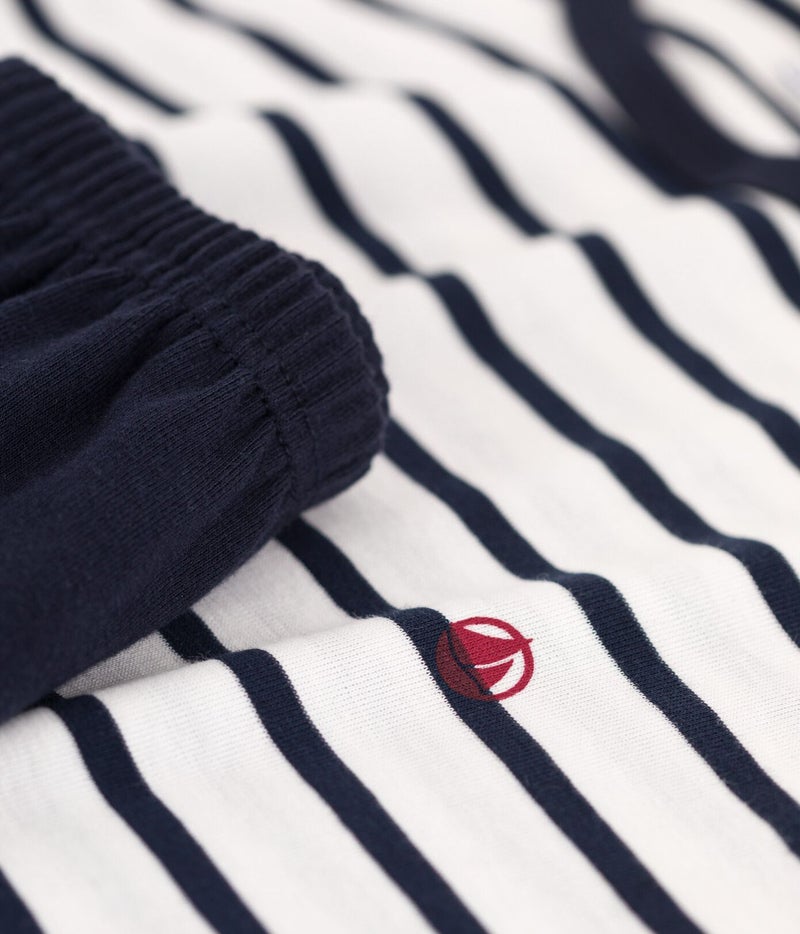 Petit Bateau Unisex Rib Knit Short Pyjamas with Sailor Stripes - Image 3