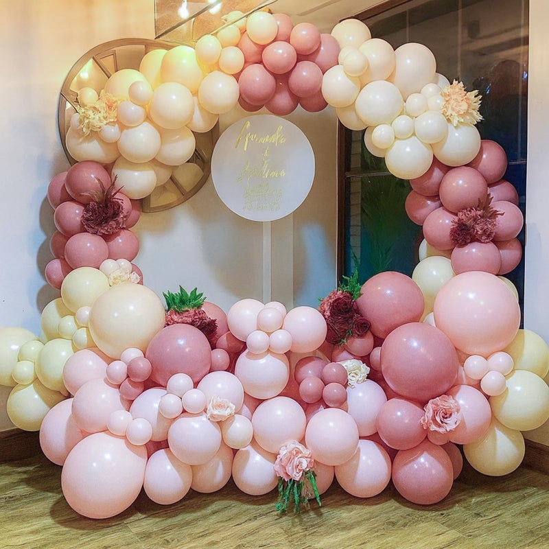 FengRise Retro Blush Pink Balloon Arch Kit-Dusty Pink Cream Peach White Sand Balloon Garland,Boho Pastel Pink Balloons Party Decorations for Birthday,Baby Shower,Wedding Bridal 109PCS - Image 2