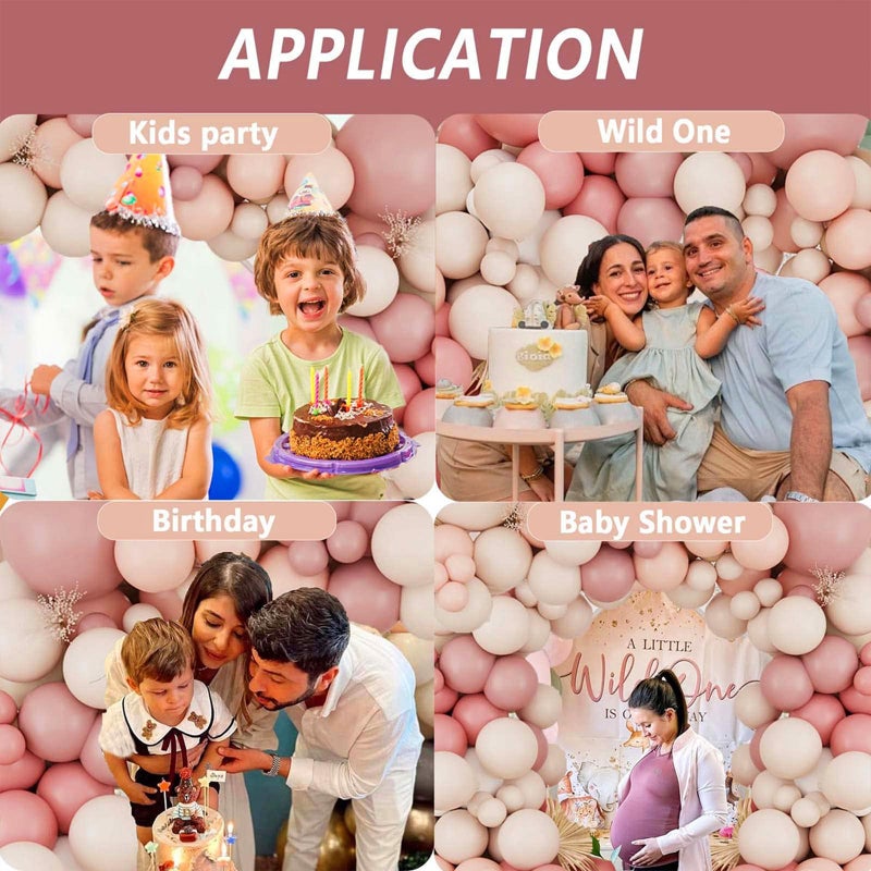 FengRise Retro Blush Pink Balloon Arch Kit-Dusty Pink Cream Peach White Sand Balloon Garland,Boho Pastel Pink Balloons Party Decorations for Birthday,Baby Shower,Wedding Bridal 109PCS - Image 5