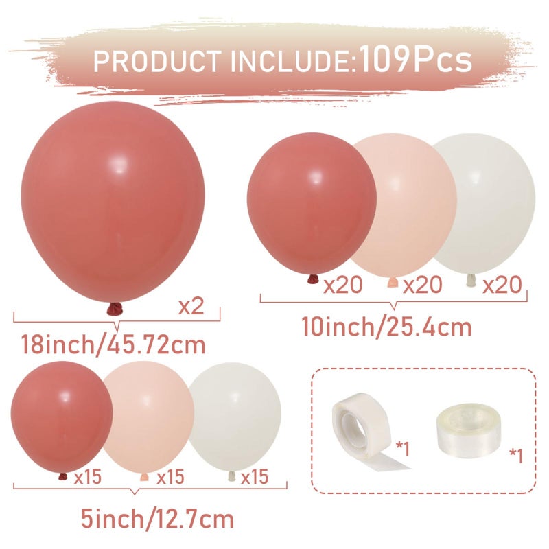 FengRise Retro Blush Pink Balloon Arch Kit-Dusty Pink Cream Peach White Sand Balloon Garland,Boho Pastel Pink Balloons Party Decorations for Birthday,Baby Shower,Wedding Bridal 109PCS - Image 4