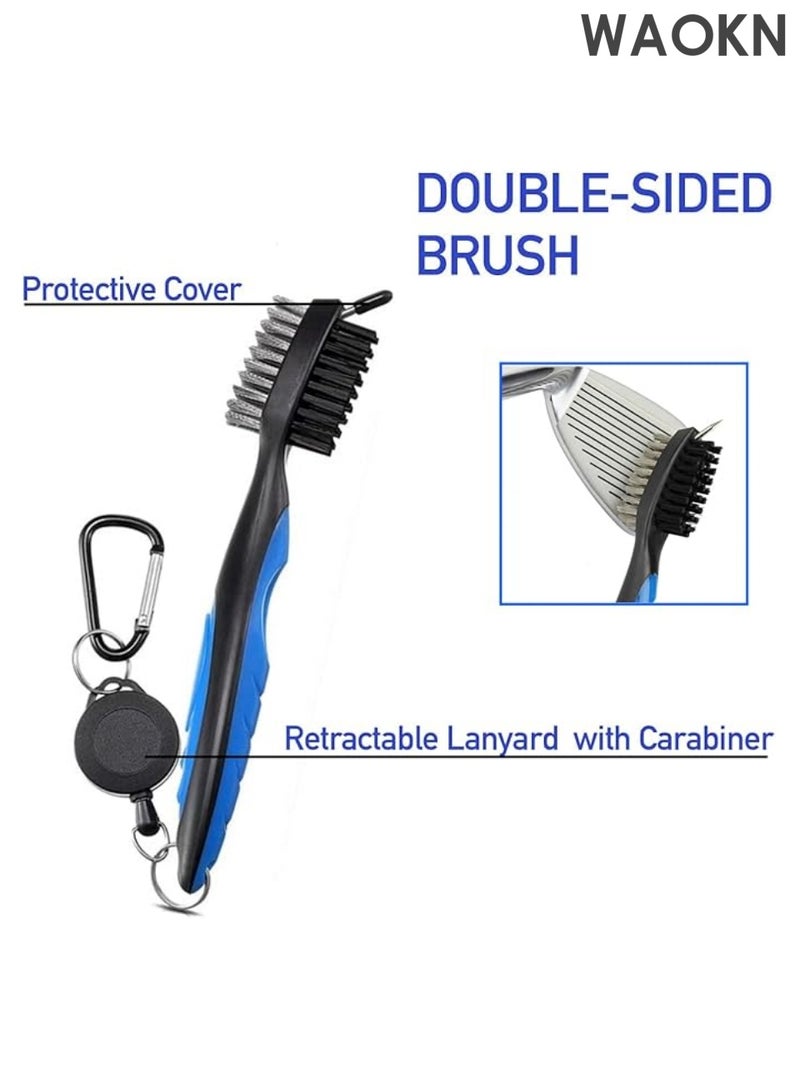 دبليو أيه أو كي أن مجموعة تنظيف مضارب الجولف، فرشاة جولف محمولة ومجموعة تنظيف أخاديد مضارب الجولف، فرشاة مضارب جولف معلقة مغناطيسية + 2 مبراة لتنظيف أخاديد مضارب الجولف، خط انزلاق قابل للسحب بطول 2 قدم - Image 2