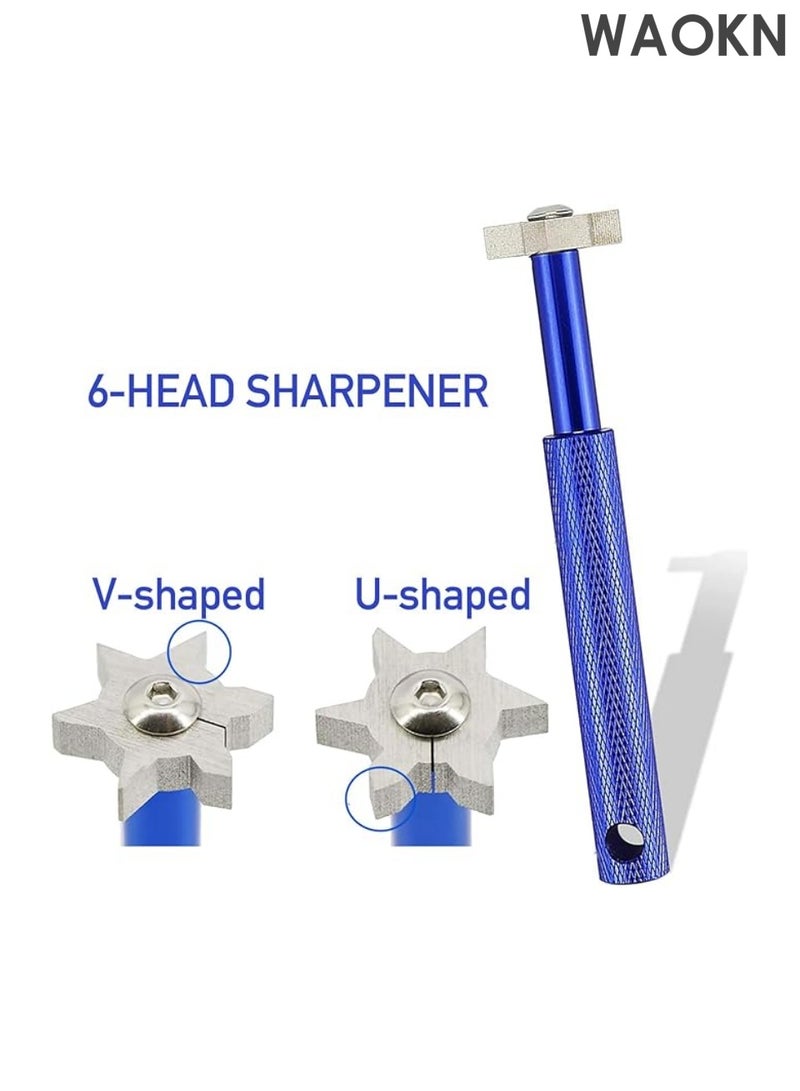 دبليو أيه أو كي أن مجموعة تنظيف مضارب الجولف، فرشاة جولف محمولة ومجموعة تنظيف أخاديد مضارب الجولف، فرشاة مضارب جولف معلقة مغناطيسية + 2 مبراة لتنظيف أخاديد مضارب الجولف، خط انزلاق قابل للسحب بطول 2 قدم - Image 4