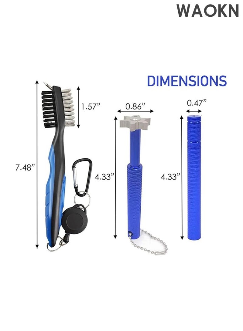 دبليو أيه أو كي أن مجموعة تنظيف مضارب الجولف، فرشاة جولف محمولة ومجموعة تنظيف أخاديد مضارب الجولف، فرشاة مضارب جولف معلقة مغناطيسية + 2 مبراة لتنظيف أخاديد مضارب الجولف، خط انزلاق قابل للسحب بطول 2 قدم - Image 5