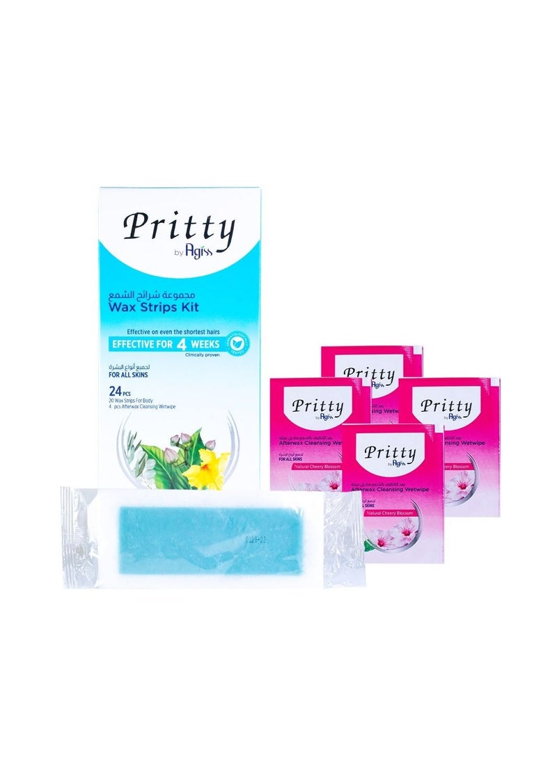 Pritty Body Wax Strips for All Skin Types – 24-Piece Kit for Effective Hair Removal, Smooth Skin, and Long-Lasting Results - Image 1