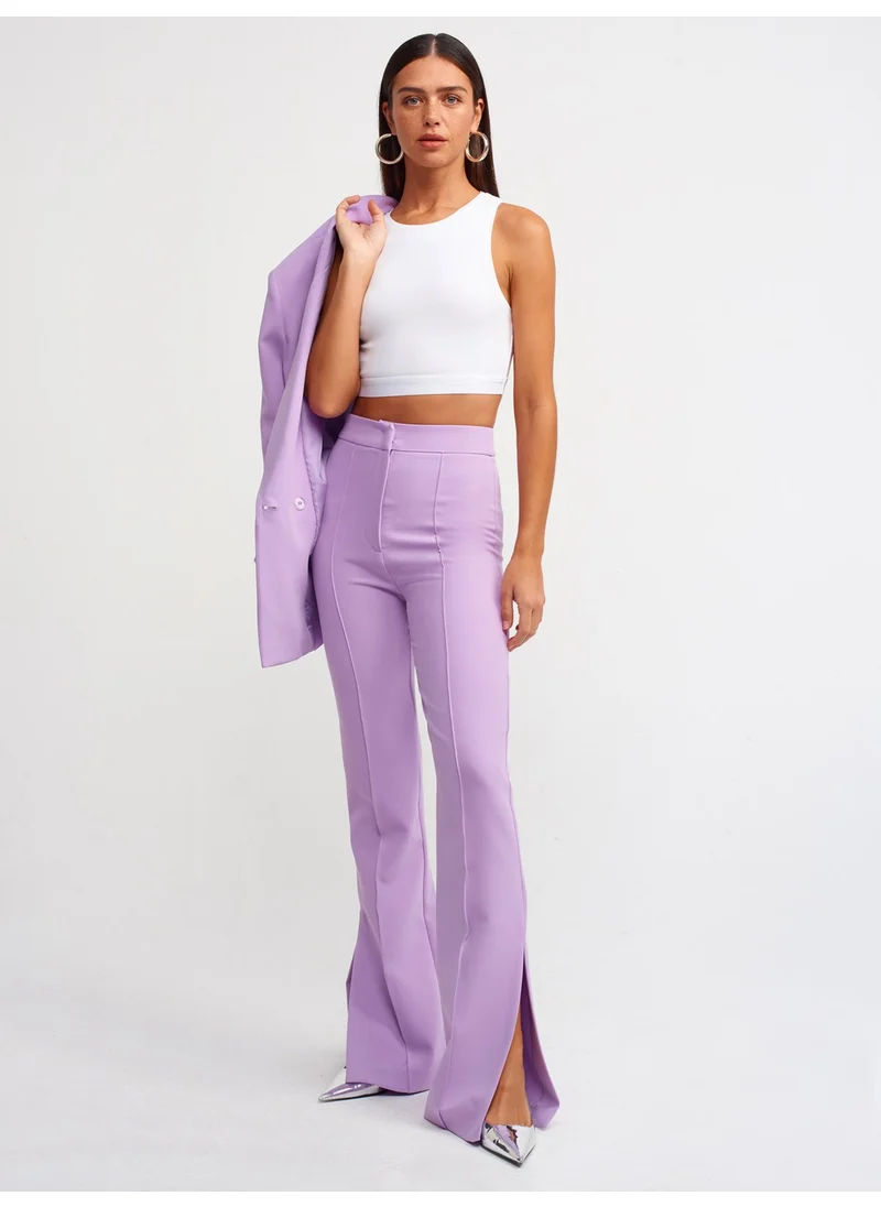 Dilvin 7002 Slit Flared Leg Trousers-Lilac